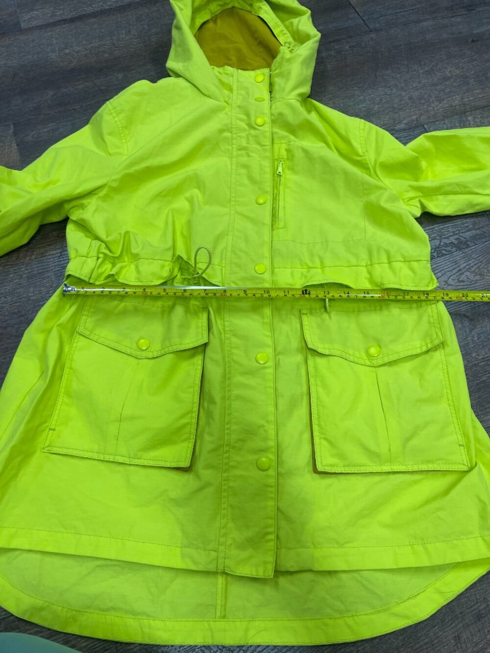 J.Crew Neon Yellow Hooded Anorak Little Nightmares Inspired Raincoat MP - Picture 8 of 9